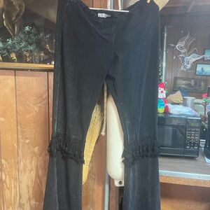 Chic Black Flare Pants with Tassel Detail